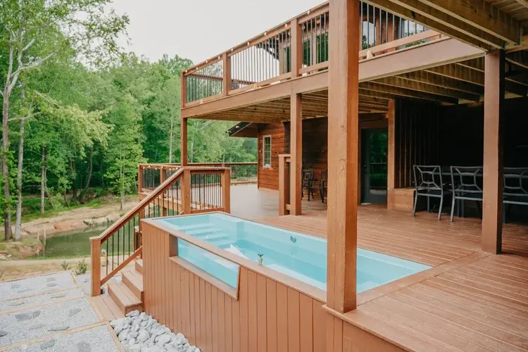 Pool deck beside the lodge